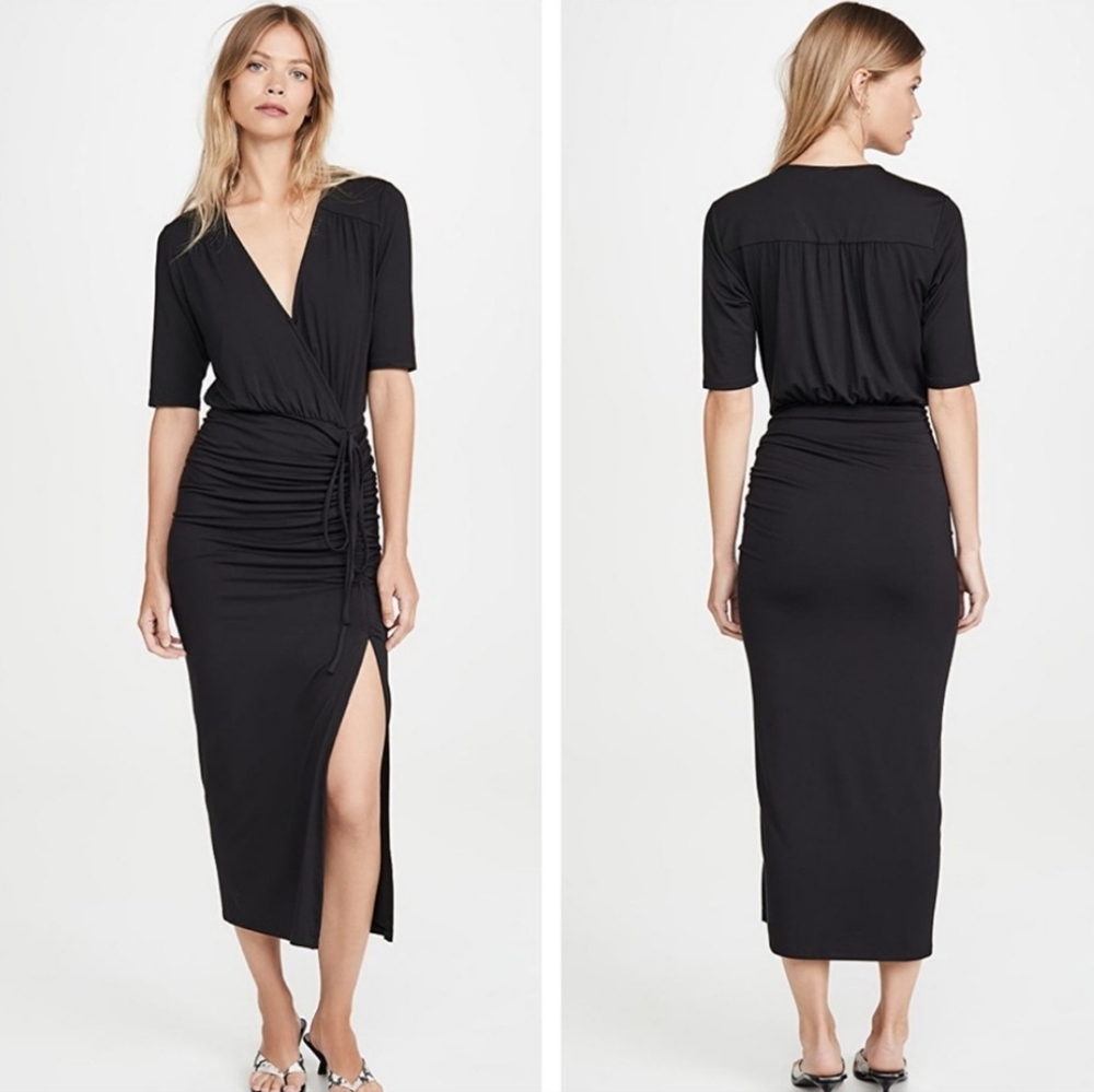 Veronica Beard Elegant Black Wrap Midi Dress